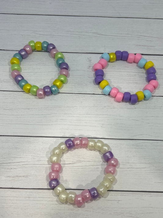 Kids Easter Pony Bead Bracelets with matching Hair Bow Gift Box